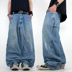 Vintage y2k baggy wide leg faded carpenter archive skater jeans